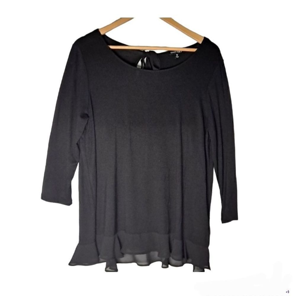 Ellen Tracy Black Flowy Blouse Black Medium